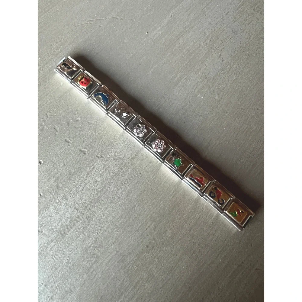 Boxing IF Composition Italian Charm Bracelet 3.5in Stainless Steel 10 Link